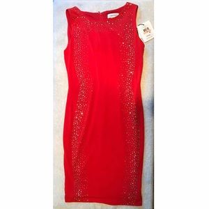 Calvin Klein Petite size 2 red embellished dress